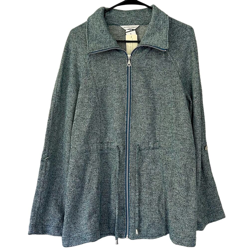 New Christopher & Banks Zip Up Shacket Jacket Casual Coastal fall Cardigan L